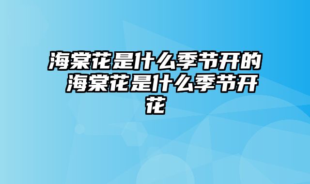 海棠花是什么季节开的 海棠花是什么季节开花