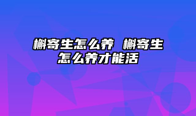 槲寄生怎么养 槲寄生怎么养才能活