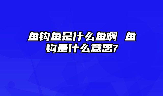 鱼钩鱼是什么鱼啊 鱼钩是什么意思?