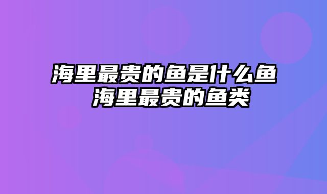 海里最贵的鱼是什么鱼 海里最贵的鱼类