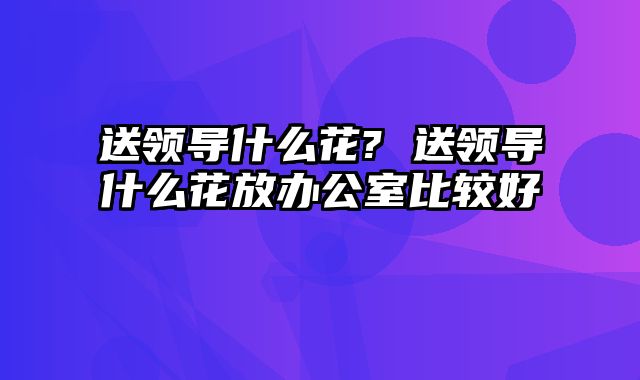 送领导什么花? 送领导什么花放办公室比较好