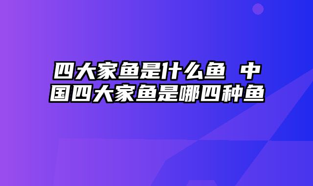 四大家鱼是什么鱼 中国四大家鱼是哪四种鱼