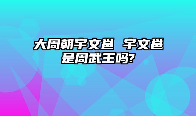 大周朝宇文邕 宇文邕是周武王吗?