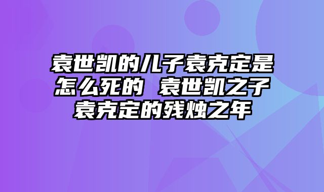 袁世凯的儿子袁克定是怎么死的 袁世凯之子袁克定的残烛之年