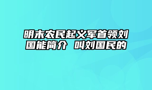 明末农民起义军首领刘国能简介 叫刘国民的