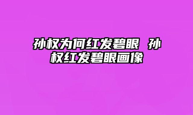 孙权为何红发碧眼 孙权红发碧眼画像