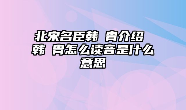 北宋名臣韩侂胄介绍 韩侂胄怎么读音是什么意思