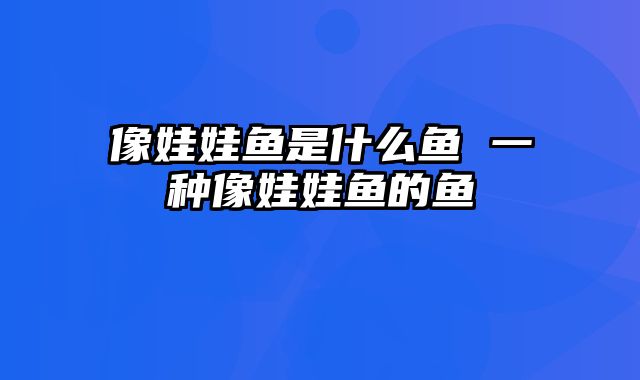 像娃娃鱼是什么鱼 一种像娃娃鱼的鱼