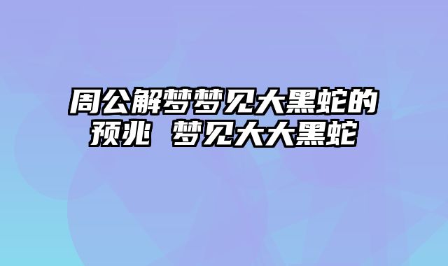 周公解梦梦见大黑蛇的预兆 梦见大大黑蛇