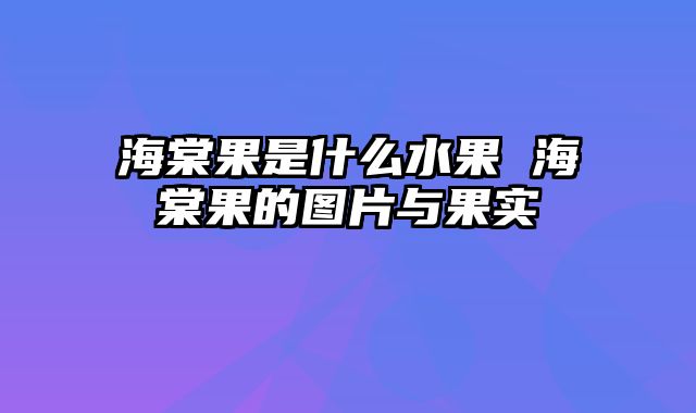 海棠果是什么水果 海棠果的图片与果实