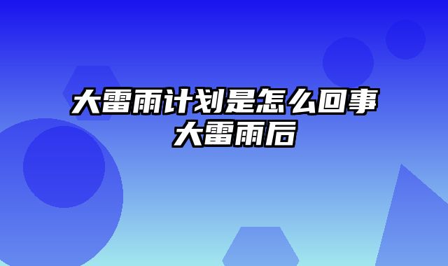 大雷雨计划是怎么回事 大雷雨后