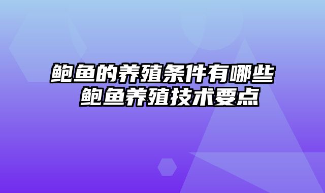 鲍鱼的养殖条件有哪些 鲍鱼养殖技术要点