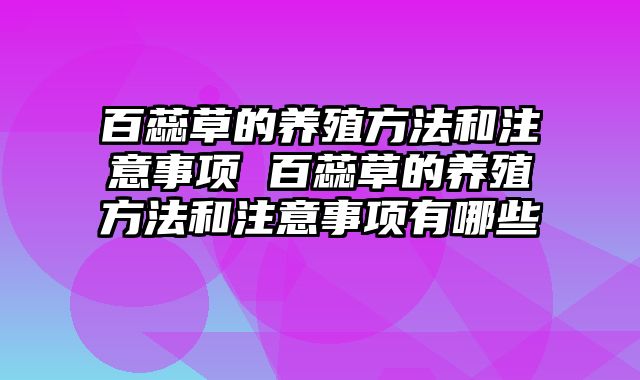 百蕊草的养殖方法和注意事项 百蕊草的养殖方法和注意事项有哪些