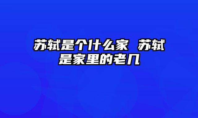 苏轼是个什么家 苏轼是家里的老几