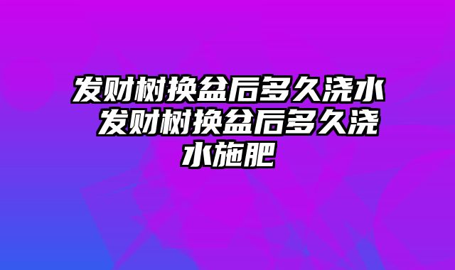 发财树换盆后多久浇水 发财树换盆后多久浇水施肥