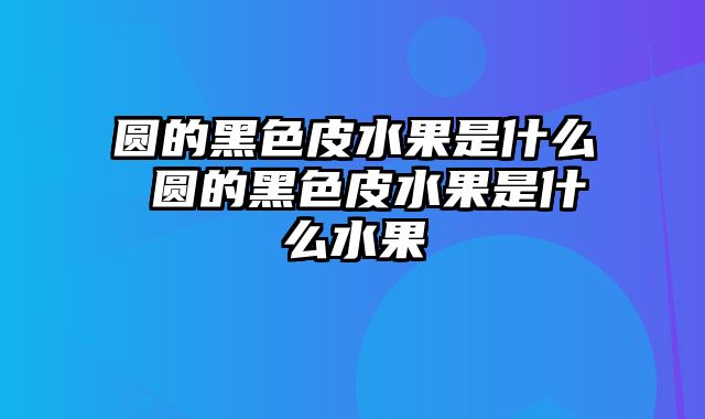 圆的黑色皮水果是什么 圆的黑色皮水果是什么水果