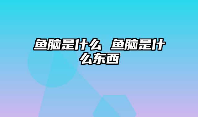 鱼脑是什么 鱼脑是什么东西