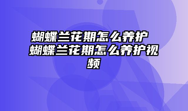 蝴蝶兰花期怎么养护 蝴蝶兰花期怎么养护视频