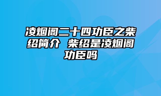 凌烟阁二十四功臣之柴绍简介 柴绍是凌烟阁功臣吗