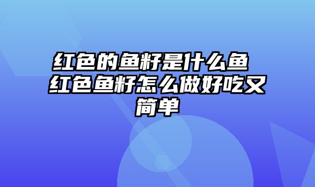 红色的鱼籽是什么鱼 红色鱼籽怎么做好吃又简单