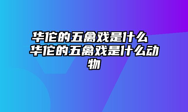 华佗的五禽戏是什么 华佗的五禽戏是什么动物