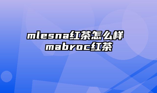 mlesna红茶怎么样 mabroc红茶