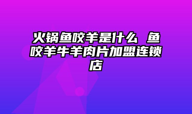 火锅鱼咬羊是什么 鱼咬羊牛羊肉片加盟连锁店