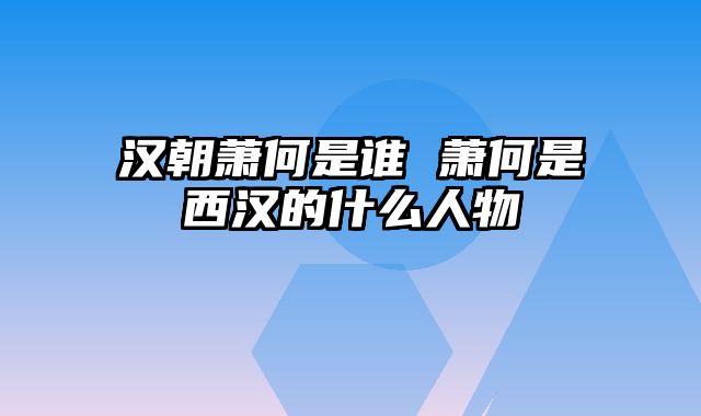 汉朝萧何是谁 萧何是西汉的什么人物