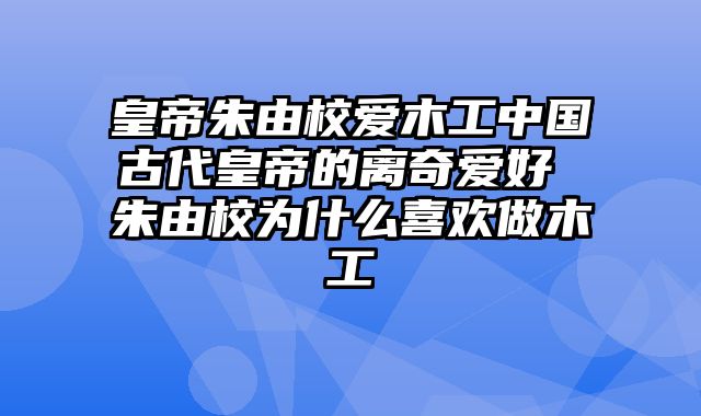 皇帝朱由校爱木工中国古代皇帝的离奇爱好 朱由校为什么喜欢做木工