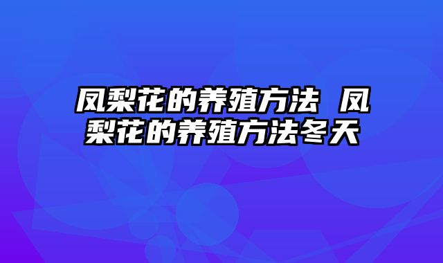 凤梨花的养殖方法 凤梨花的养殖方法冬天