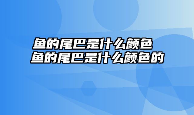 鱼的尾巴是什么颜色 鱼的尾巴是什么颜色的