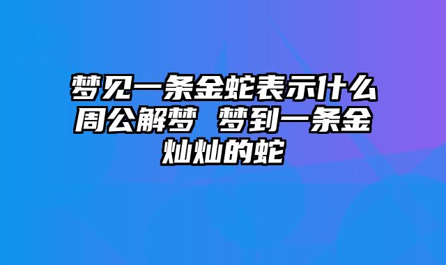 梦见一条金蛇表示什么周公解梦 梦到一条金灿灿的蛇