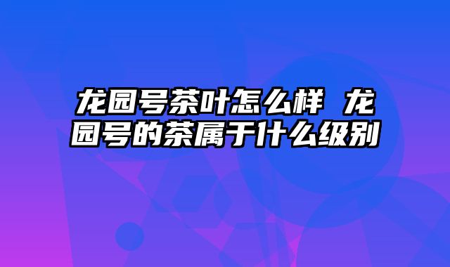 龙园号茶叶怎么样 龙园号的茶属于什么级别