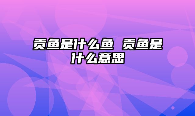 贡鱼是什么鱼 贡鱼是什么意思