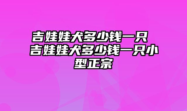 吉娃娃犬多少钱一只 吉娃娃犬多少钱一只小型正宗