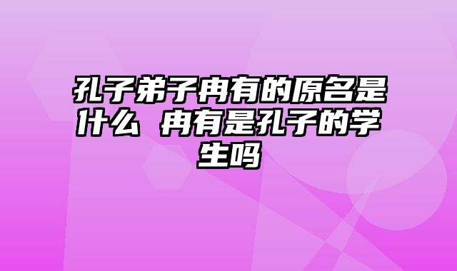 孔子弟子冉有的原名是什么 冉有是孔子的学生吗