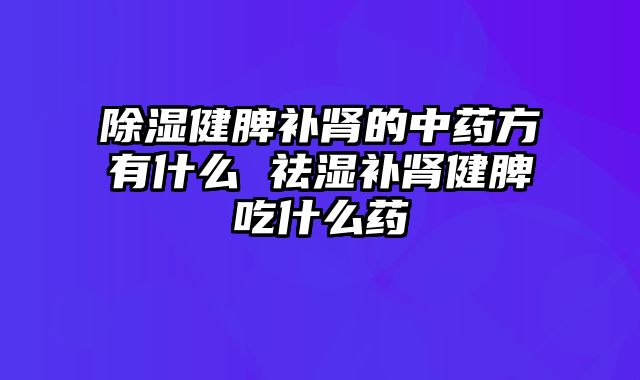 除湿健脾补肾的中药方有什么 祛湿补肾健脾吃什么药