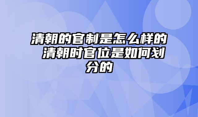 清朝的官制是怎么样的 清朝时官位是如何划分的