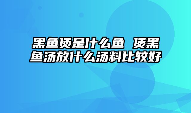 黑鱼煲是什么鱼 煲黑鱼汤放什么汤料比较好