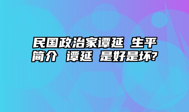 民国政治家谭延闿生平简介 谭延闿是好是坏?