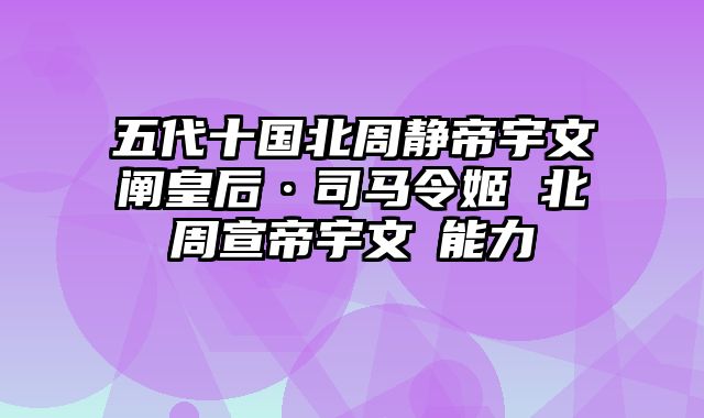 五代十国北周静帝宇文阐皇后·司马令姬 北周宣帝宇文赟能力