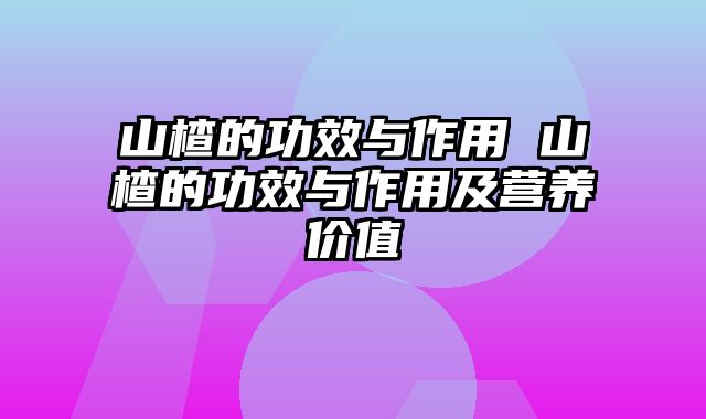 山楂的功效与作用 山楂的功效与作用及营养价值