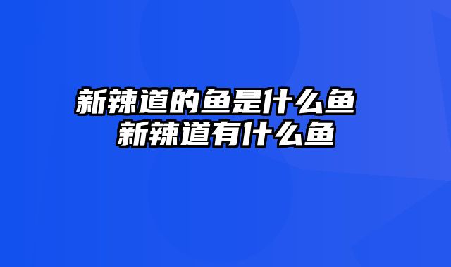 新辣道的鱼是什么鱼 新辣道有什么鱼