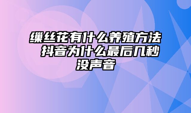 缫丝花有什么养殖方法 抖音为什么最后几秒没声音