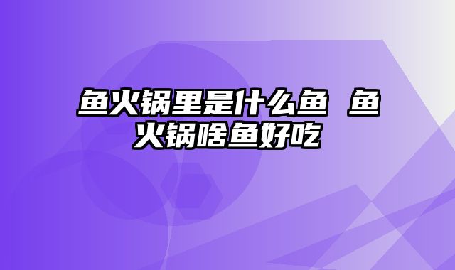 鱼火锅里是什么鱼 鱼火锅啥鱼好吃