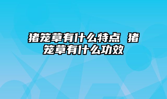 猪笼草有什么特点 猪笼草有什么功效