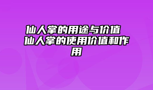 仙人掌的用途与价值 仙人掌的使用价值和作用