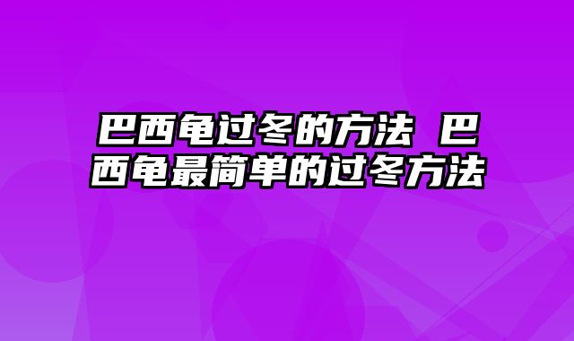 巴西龟过冬的方法 巴西龟最简单的过冬方法