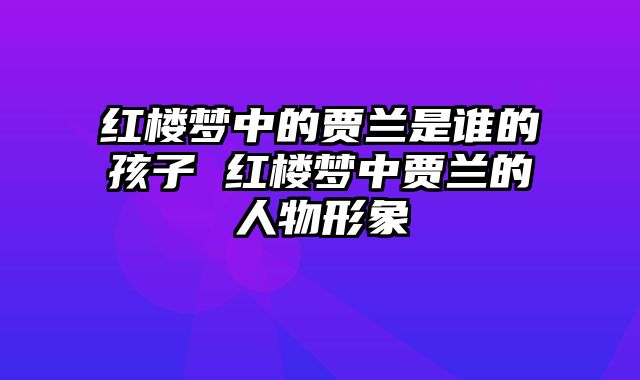 红楼梦中的贾兰是谁的孩子 红楼梦中贾兰的人物形象