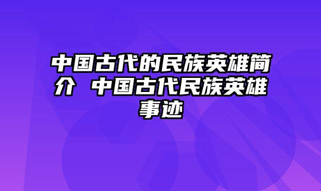 中国古代的民族英雄简介 中国古代民族英雄事迹